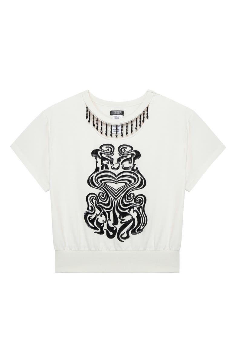 Truce Kids' Beaded Fringe Cutout Graphic T-Shirt, Main, color, 