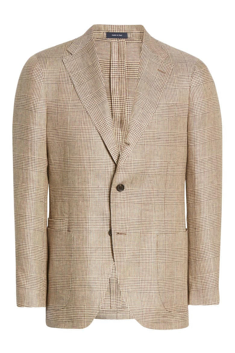 Glen Check Linen Sport Coat, Main, color, BROWN