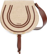 Chloé Medium Marcie Faux Raffia & Leather Saddle Bag
