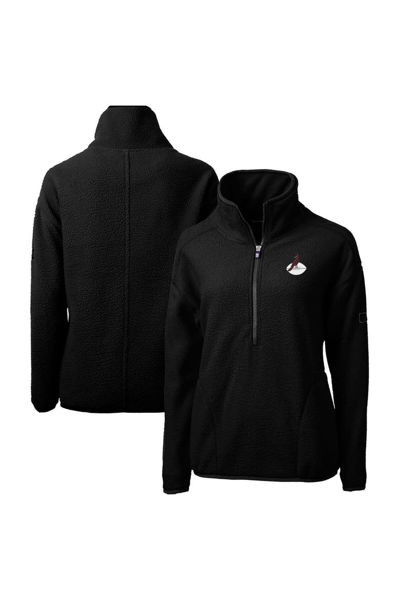 Women's Cutter & Buck Black Arizona Cardinals Throwback Logo Cascade Eco Sherpa Fleece Half-Zip Pullover Jacket, Main, color, Black