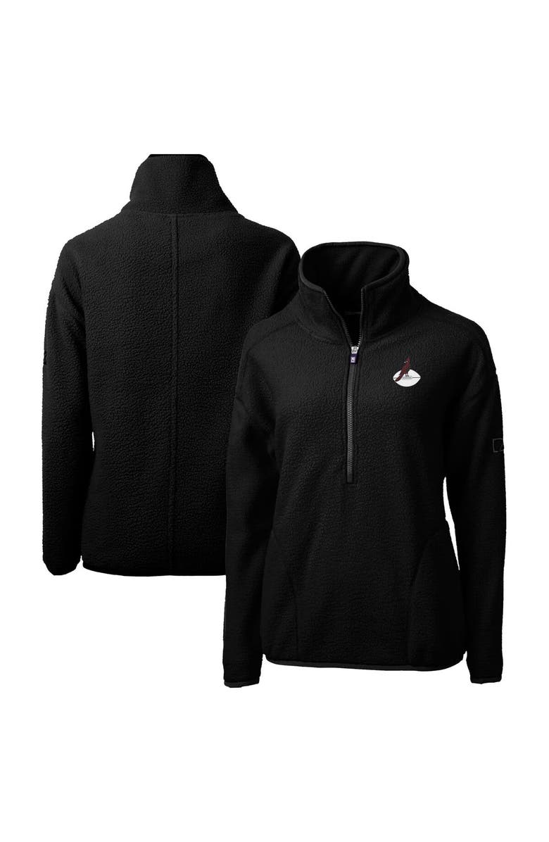 Cutter & Buck Women's Cutter & Buck Black Arizona Cardinals Throwback Logo Cascade Eco Sherpa Fleece Half-Zip Pullover Jacket, Main, color,
