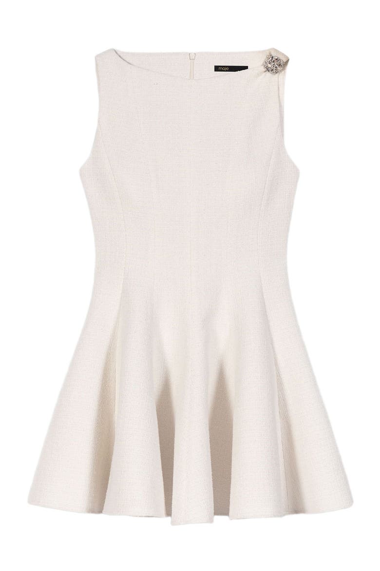 Short flared tweed dress, Alternate, color, Ecru