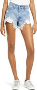 HIDDEN JEANS Chewed Hem High Waist Denim Shorts