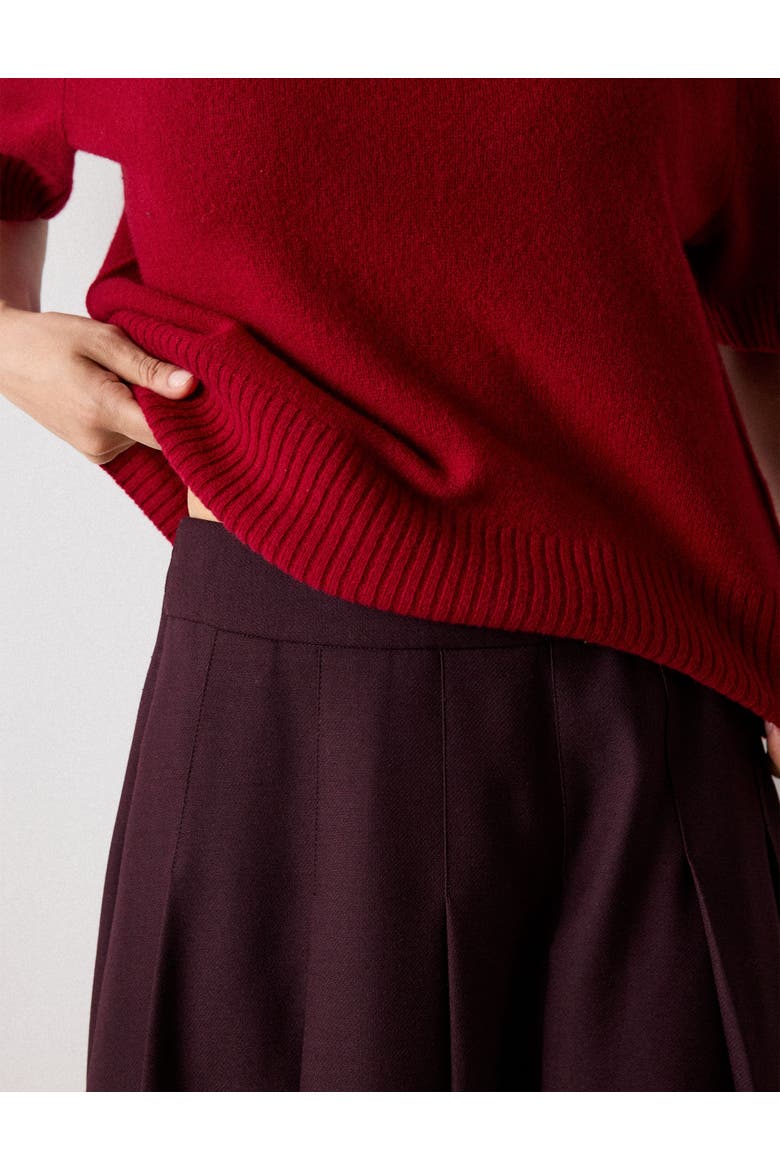 Wool Short Sleeve Knitted Sweater, Alternate, color, Dark Red
