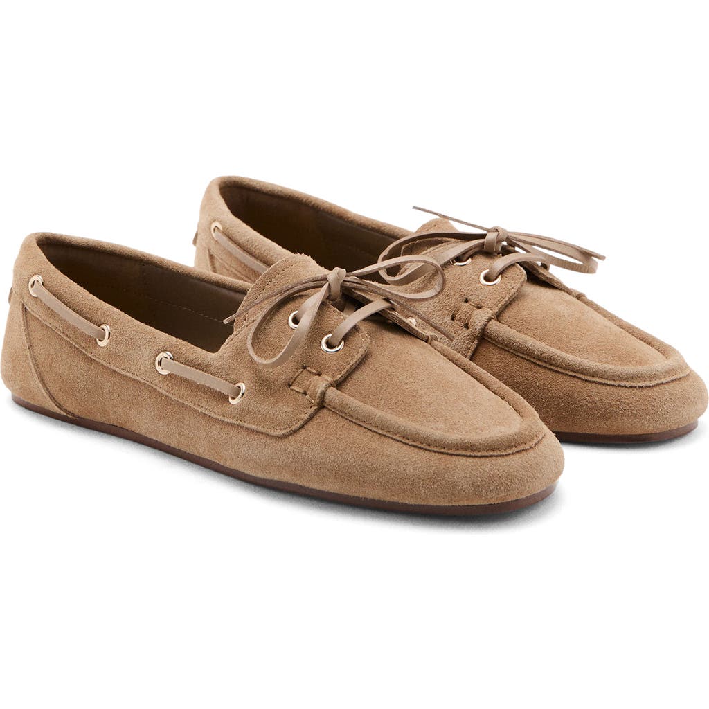 MANGO Suede Boat Shoe in Sand at Nordstrom, Size 41