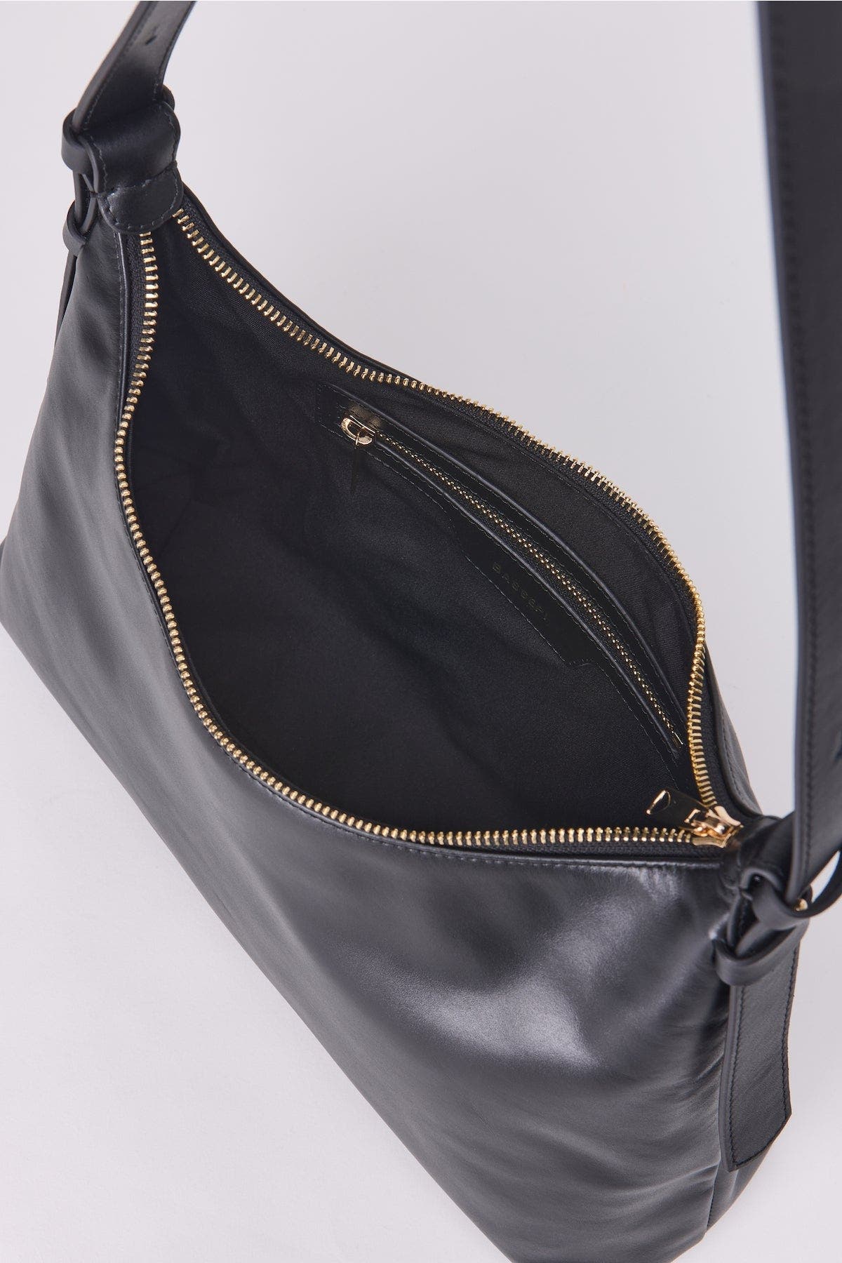 Forever & Always Shoes Elena Hobo Bassepi Leather Shoulder Bag, Alternate, color, Black