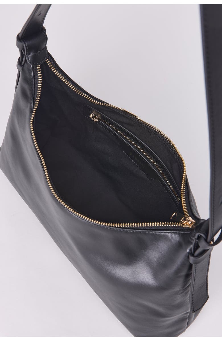 Forever & Always Shoes Elena Hobo Bassepi Leather Shoulder Bag, Alternate, color, Black