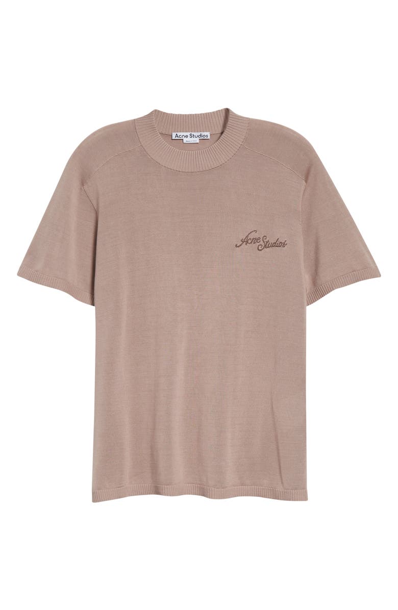 Acne Studios Kyotini Silk Short Sleeve Knit Top, Alternate, color, Light Pink