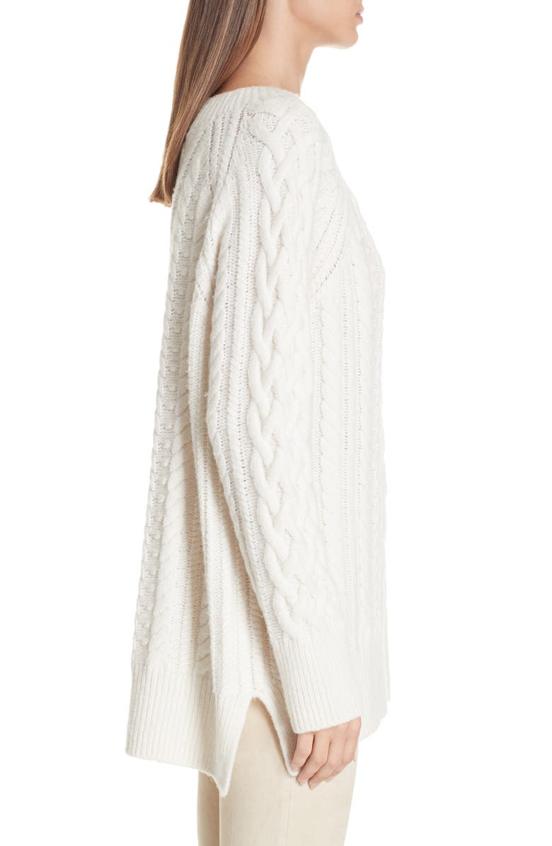 Vince Cable Stitch Tunic Sweater, Alternate, color, Off White
