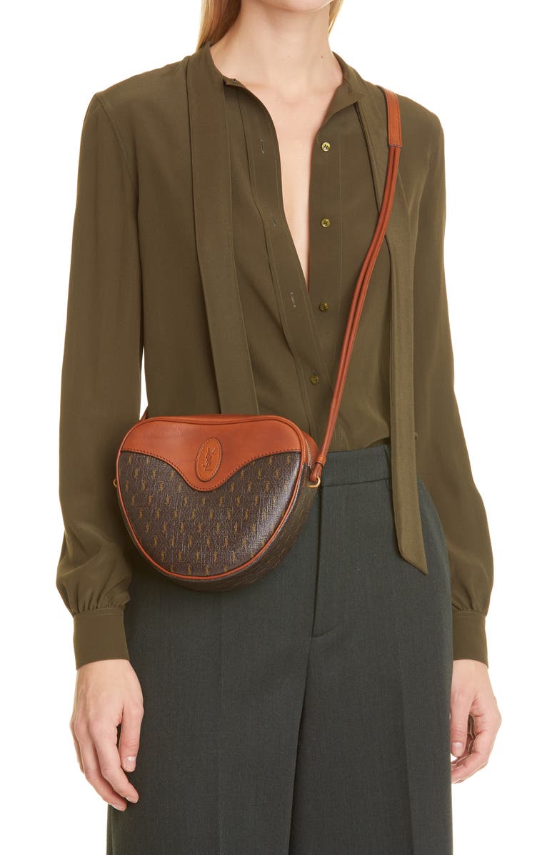 Saint Laurent Monogram Coeur Canvas Crossbody Bag, Alternate, color,