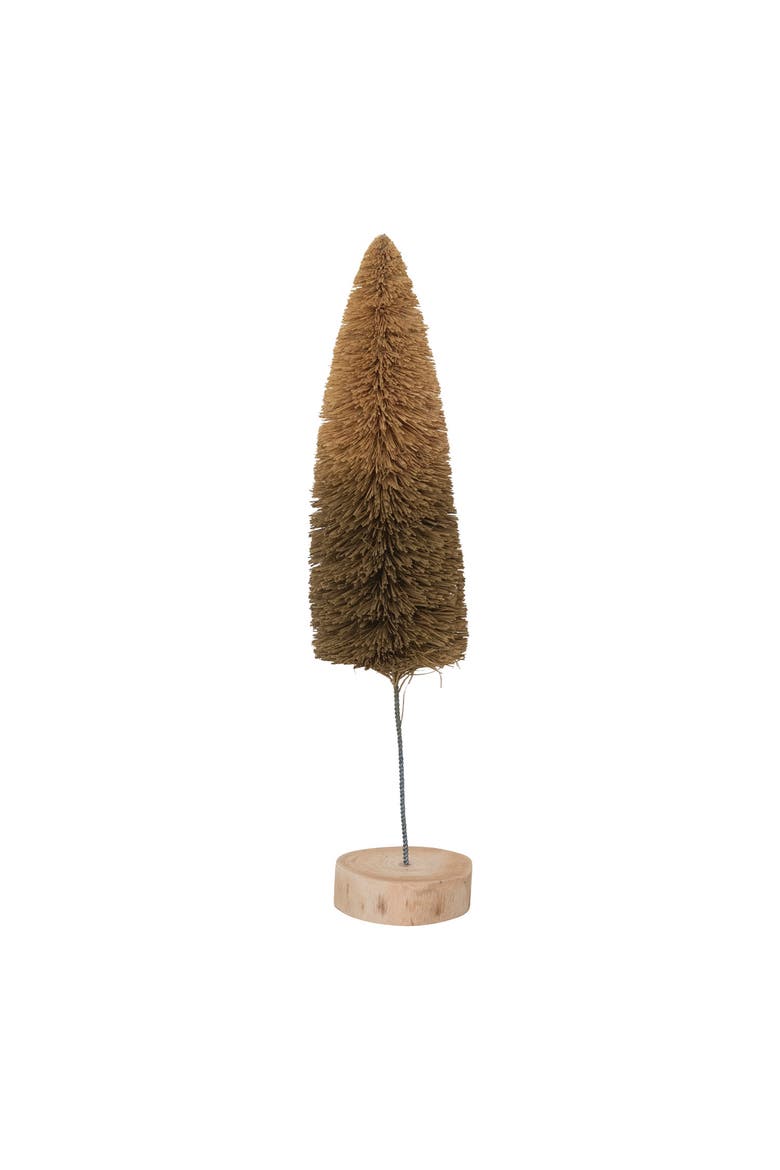 Sisal Bottle Brush Tree with Wood Base, Moss Green, Main, color, Moss Green