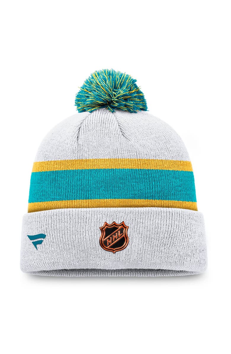 FANATICS Men's Fanatics Branded  White San Jose Sharks Special Edition 2.0 Cuffed Knit Hat With Pom, Alternate, color, 