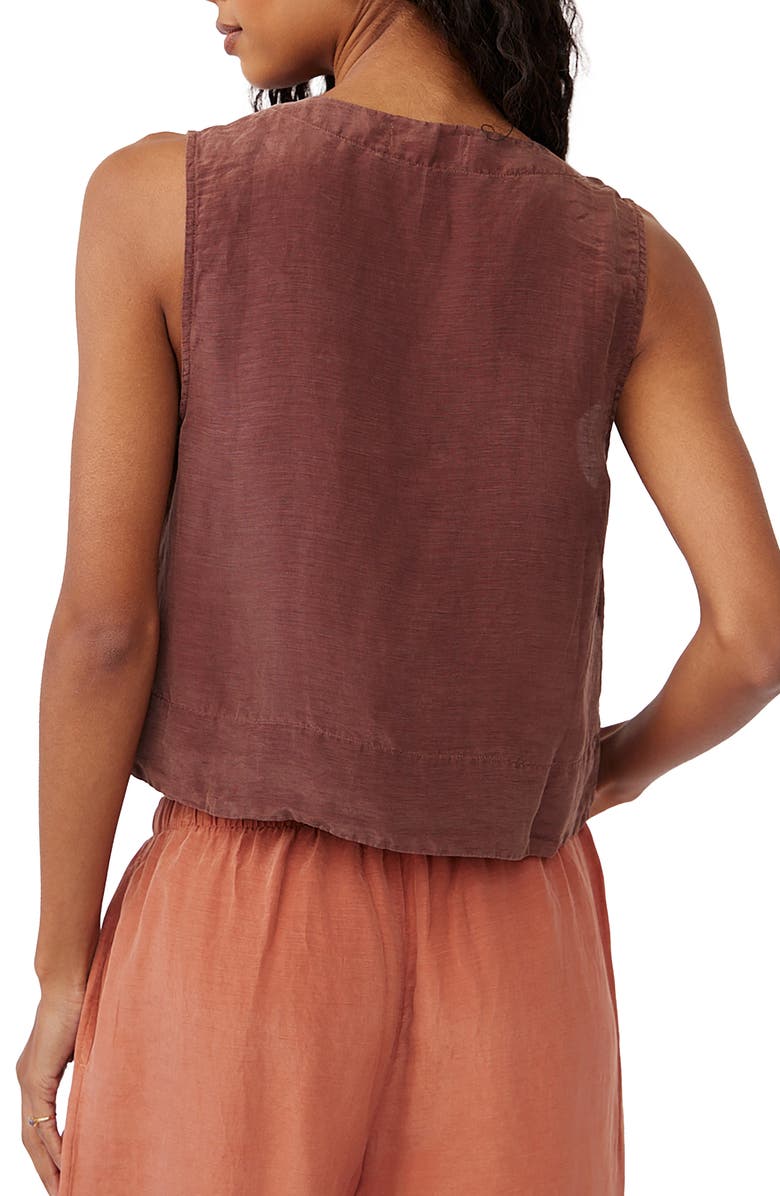 Bella Dahl Sleeveless Linen Blend Crop Henley, Alternate, color,