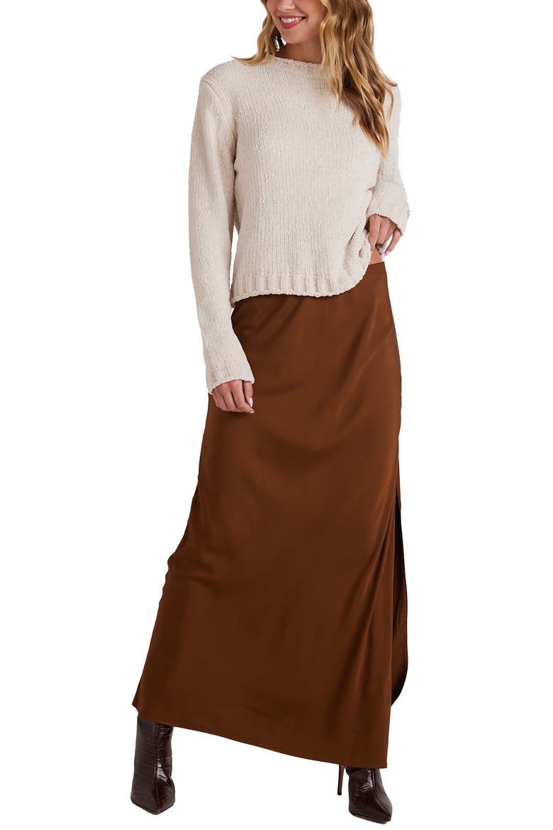Side Slit Bias Satin Maxi Skirt, Alternate, color, TWILIGHT G