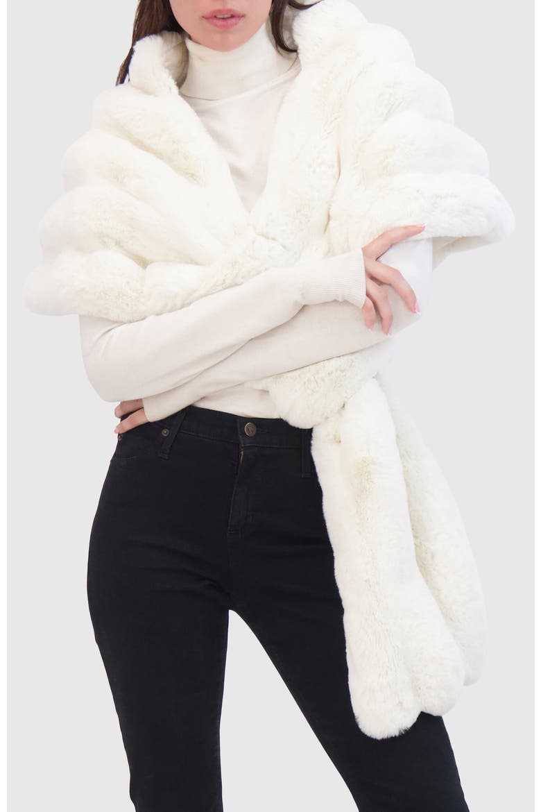 Fur-Free Chinchilla (Faux Fur) Stole, Alternate, color, WHITE CHINCH