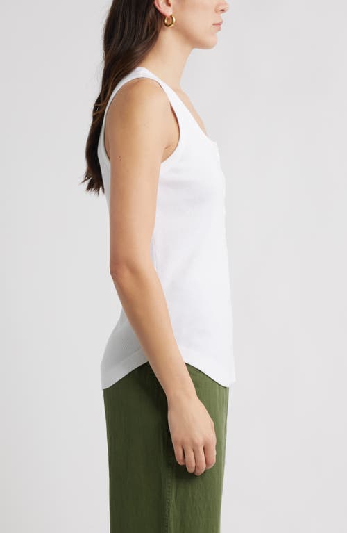Caslonr Caslon(r) Henley Stretch Cotton Rib Tank In White