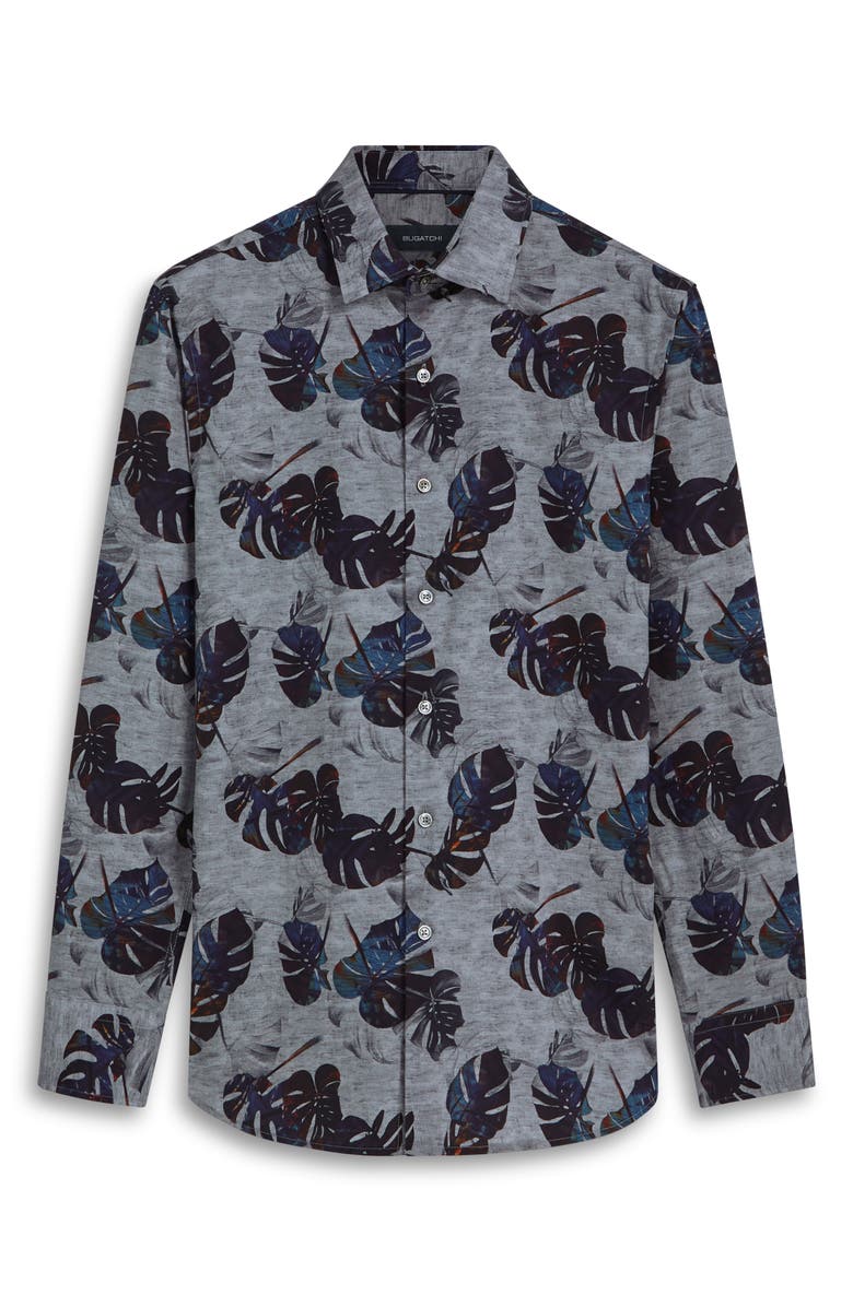Bugatchi Julian Shaped Fit Print Button-Up Shirt, Alternate, color,