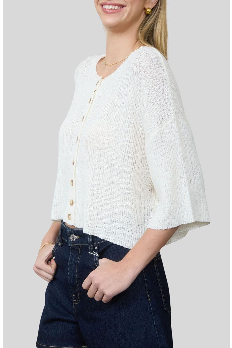Three-Quarter Sleeve Cardigan, Alternate, color, IVORY
