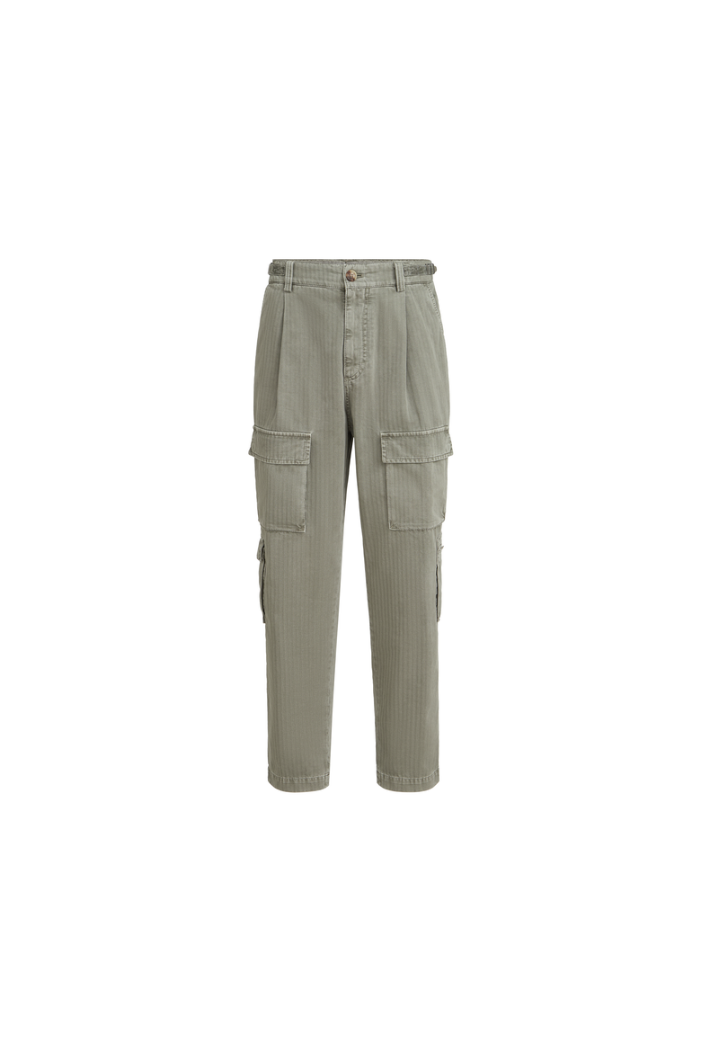 Cotton chevron trousers with cargo pockets and waist tabs, Alternate, color, Military