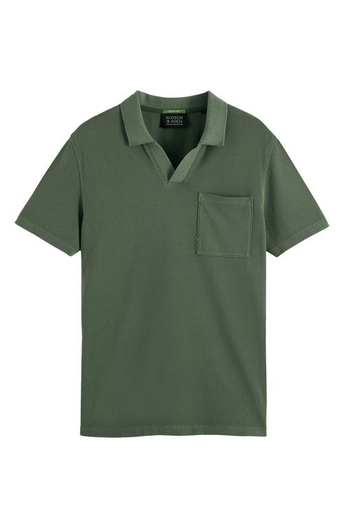 Scotch & Soda Johnny Collar Cotton Piqué Pocket Polo In Burgundy