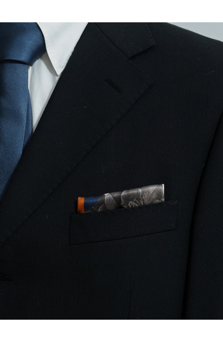 Lost Pattern Noir Floral Silk Pocket Square, Alternate, color, Orange