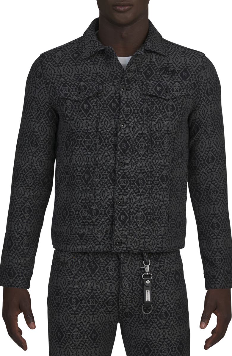 PRPS Keystone Geo Pattern Cotton Trucker Jacket, Main, color,