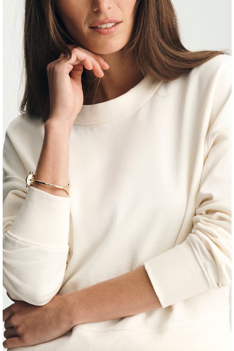 V-Stitch Drop Shoulder Cotton Sweatshirt, Alternate, color, WHISPER WHITE