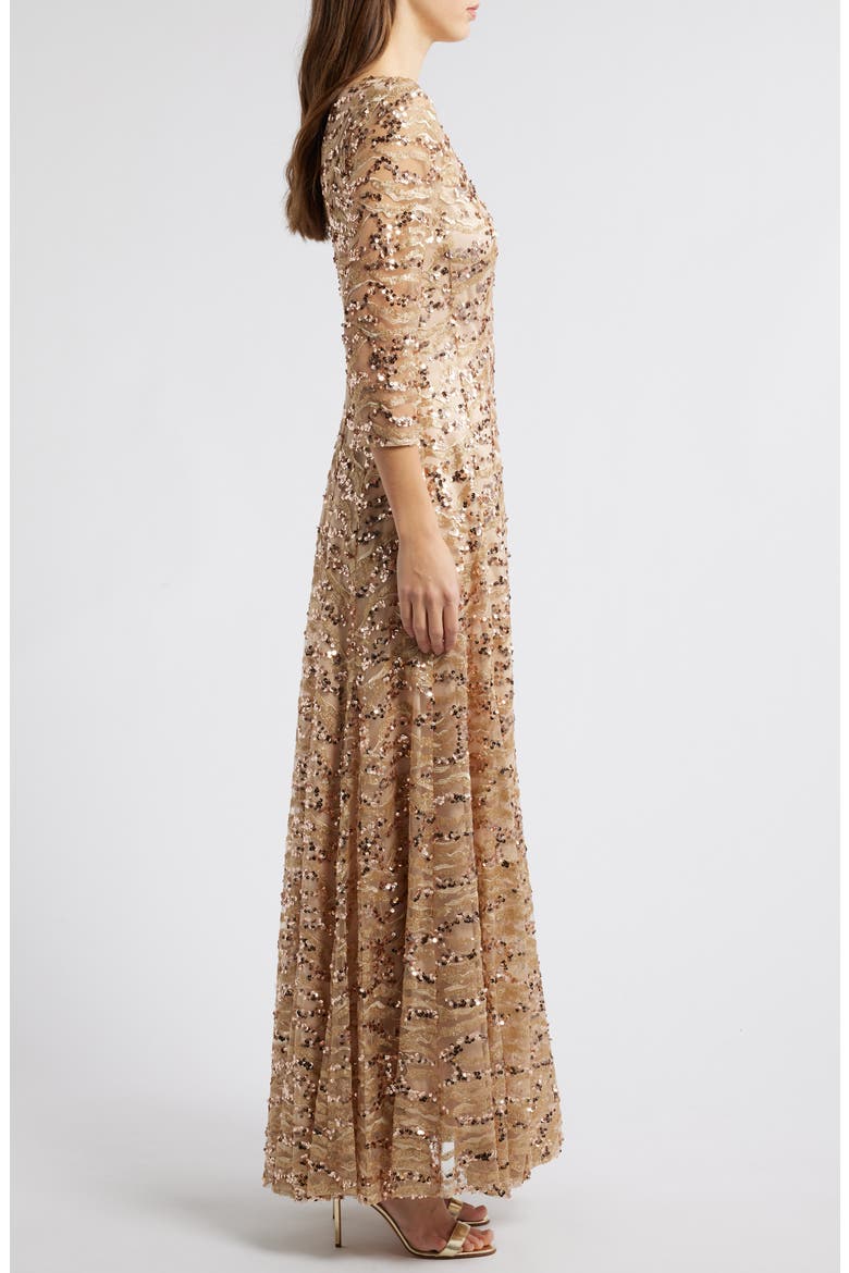 Sequin A-Line Gown, Alternate, color, BLUSH