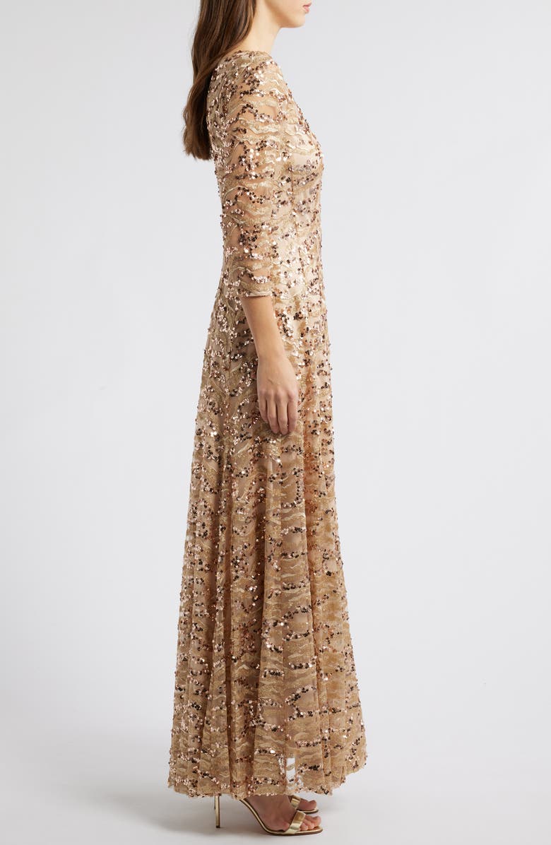 Tahari ASL Sequin A-Line Gown, Alternate, color, Blush