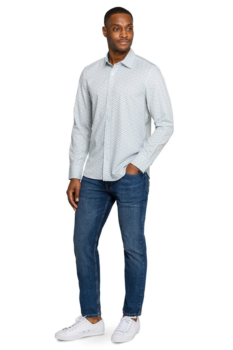 Circle Duo Woven Long Sleeve Basic, Alternate, color, WHITE/GREEN