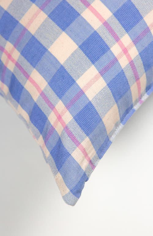 Archive New York Handwoven Classic Gingham Square Cotton Throw Pillow In Blue