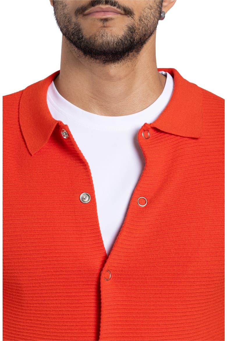Texture Short Sleeve Snap Front Shirt, Alternate, color, RED