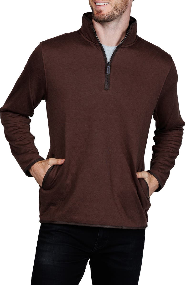 TailorByrd Quilted Quarter Zip Pullover, Alternate, color, Chocolate