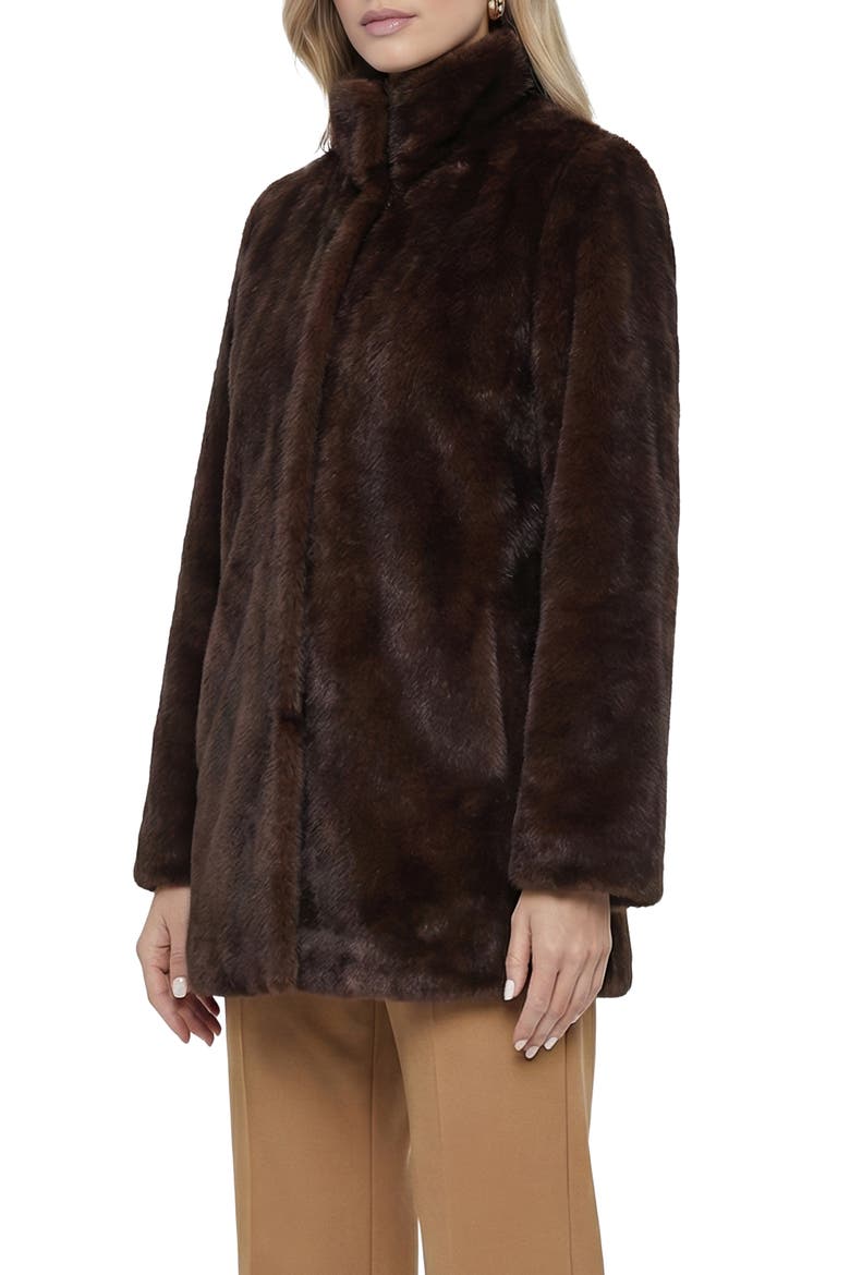 Fur-Free Mink (Faux Fur) Reversible Jacket with Stand Collar, Alternate, color, DARK BROWN/BROWN