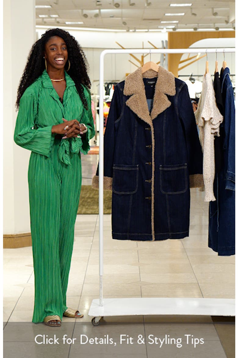 Faux Shearling Trim Denim Coat video