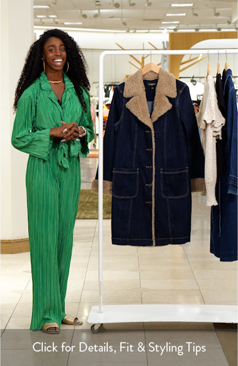 Faux Shearling Trim Denim Coat, sales video thumbnail