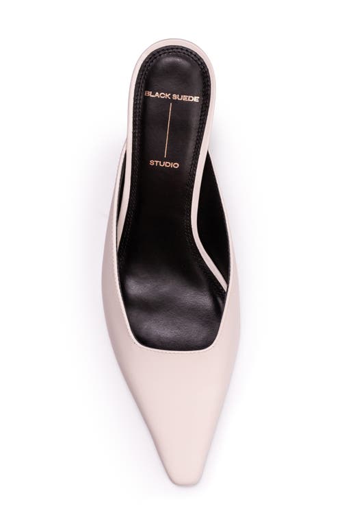 Black Suede Studio Logan Kitten Heel Mule In Coconut Leather