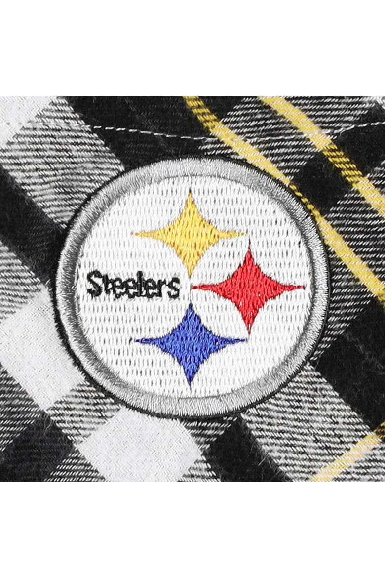 Women's Concepts Sport Black Pittsburgh Steelers Mainstay Plaid Full-Button Long Sleeve Nightshirt, Alternate, color, Black