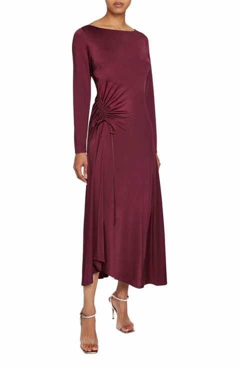 TIA Long Sleeve Handkerchief Midi Jersey Dress