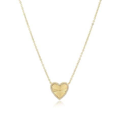 Fluted CZ Heart Necklace