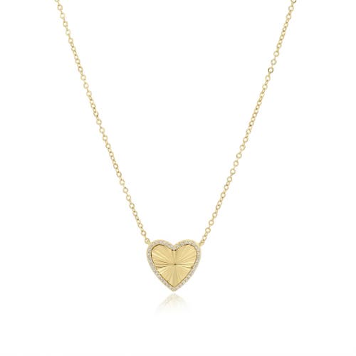 The Lovery Fine Jewelry Fluted Cz Heart Necklace In Gold Plated Sterling Silver