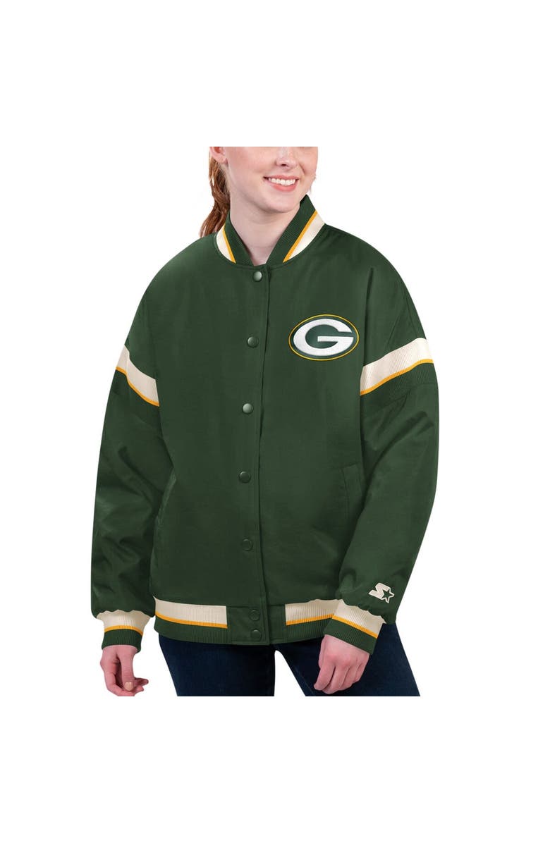 STARTER Women's Starter Green Green Bay Packers Tournament Full-Snap Varsity Jacket, Alternate, color, 