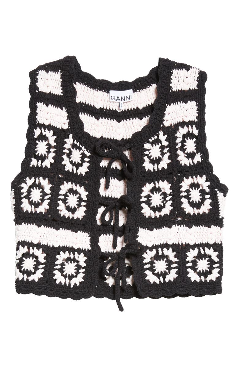 Ganni Organic Cotton Crochet Vest, Alternate, color, Primrose Pink/ Black