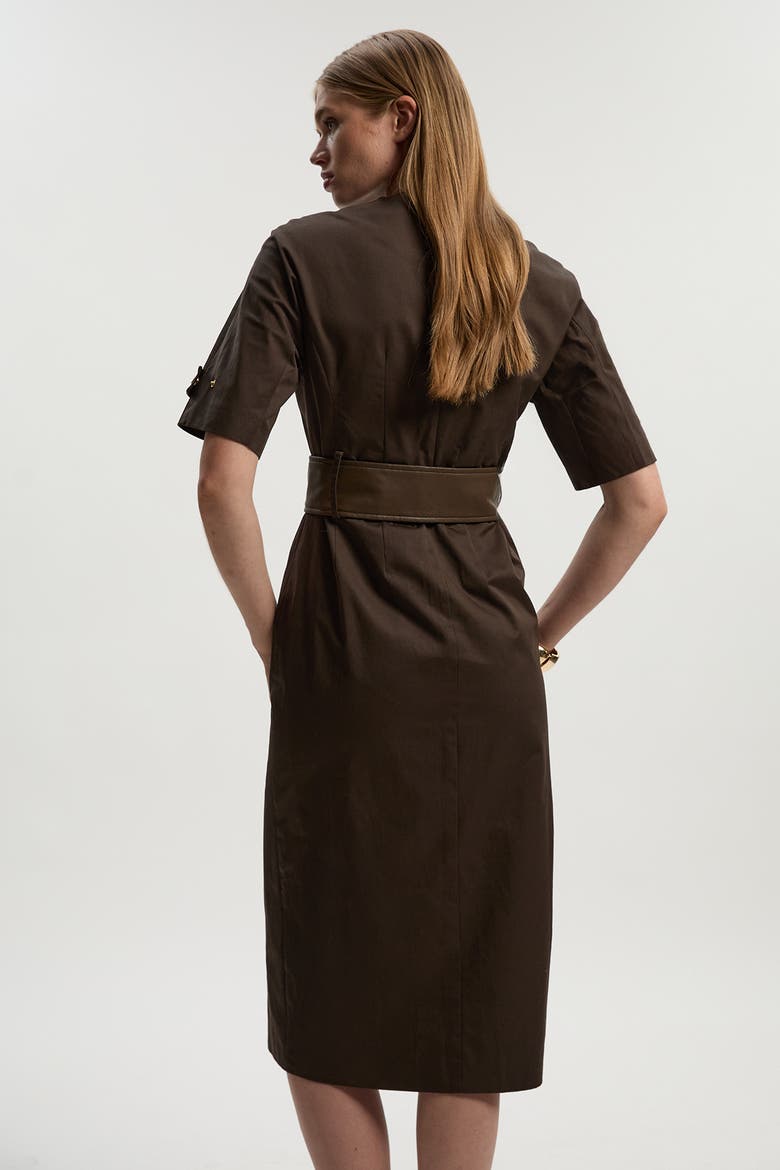 Cotton Utility Midi Dress, Alternate, color, Chocolate