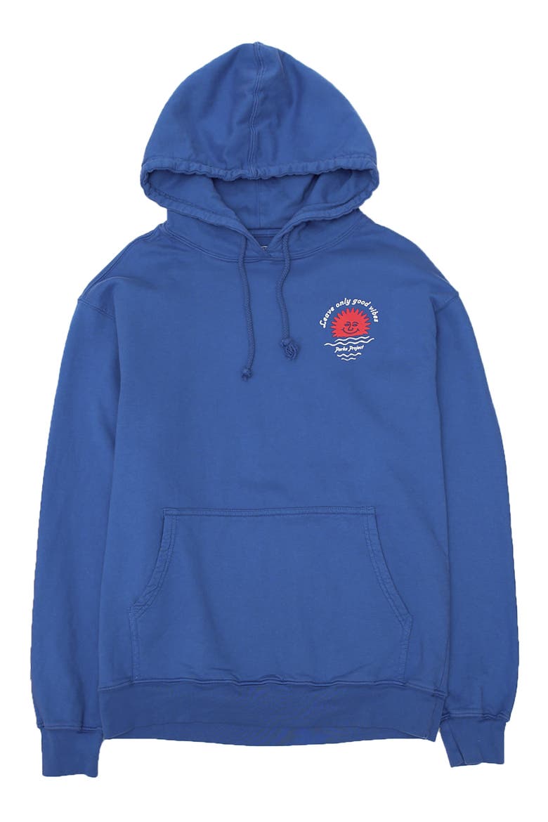 Men's Happy Sunset Graphic Hooded Sweatshirt, Main, color, BLU