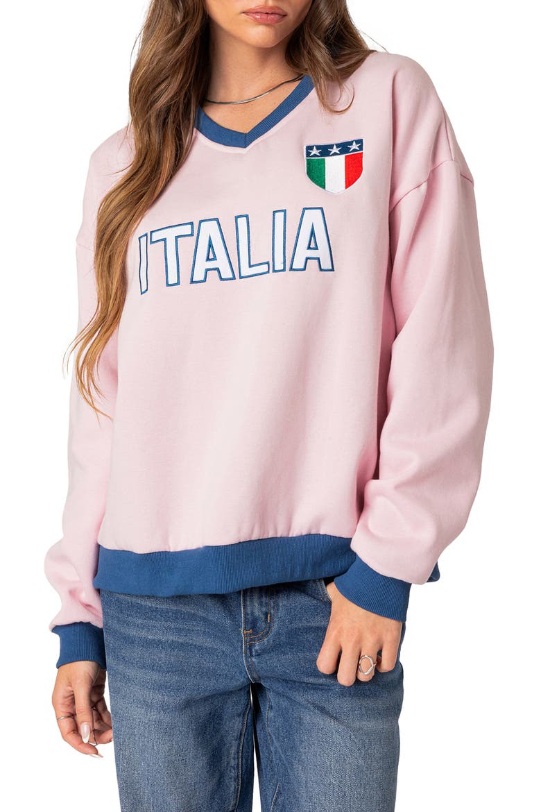 Italy Oversize Sweatshirt, Main, color, LIGHT-PINK