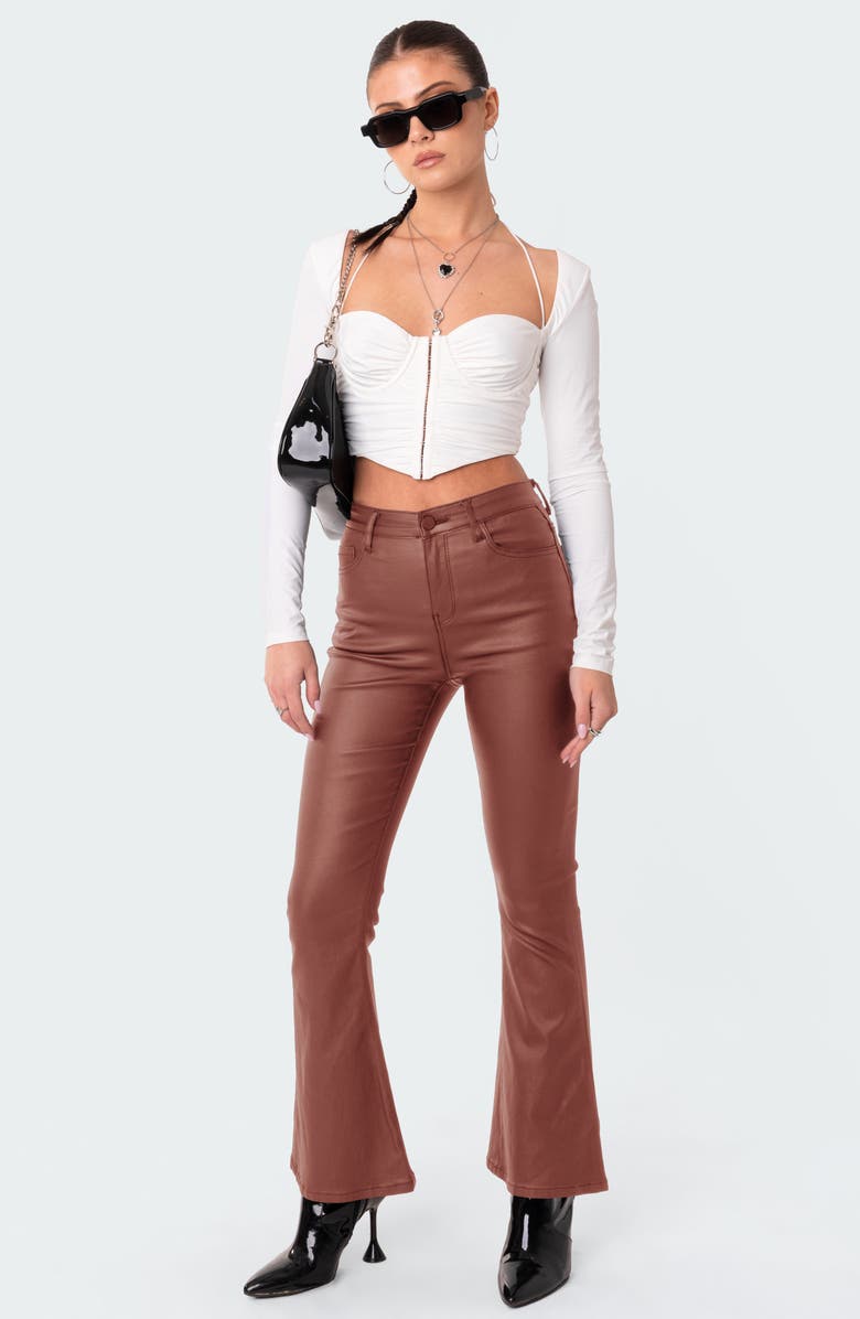 EDIKTED Luna Faux Leather Flare Leg Pants, Alternate, color, 