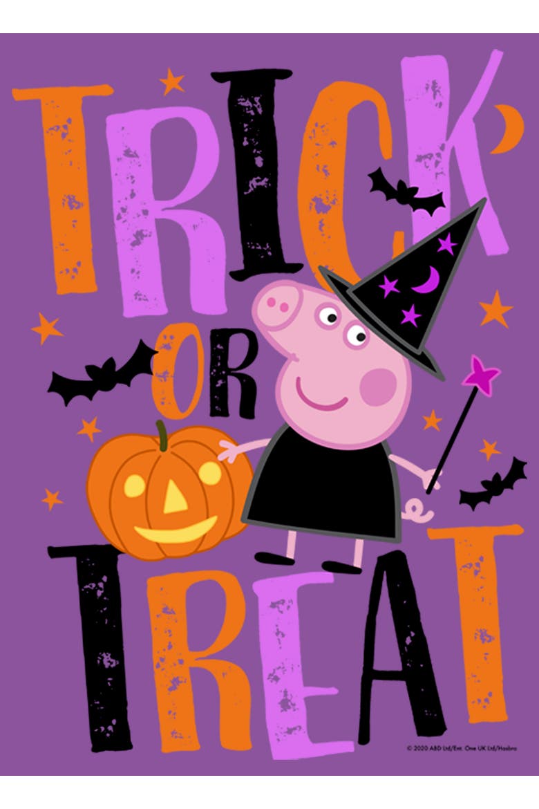 Girl's Peppa Pig Halloween Trick-Or-Treat  Graphic T-Shirt, Alternate, color, Purple Berry