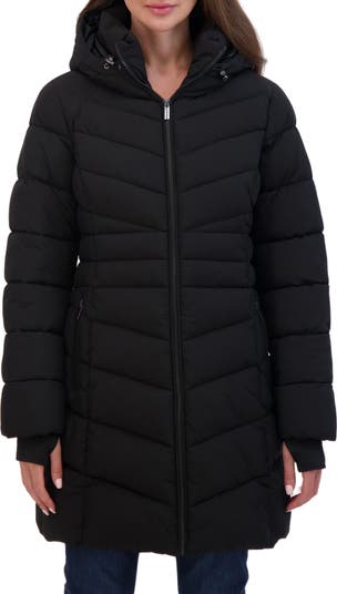Water Resistant Hooded Long Puffer Jacket