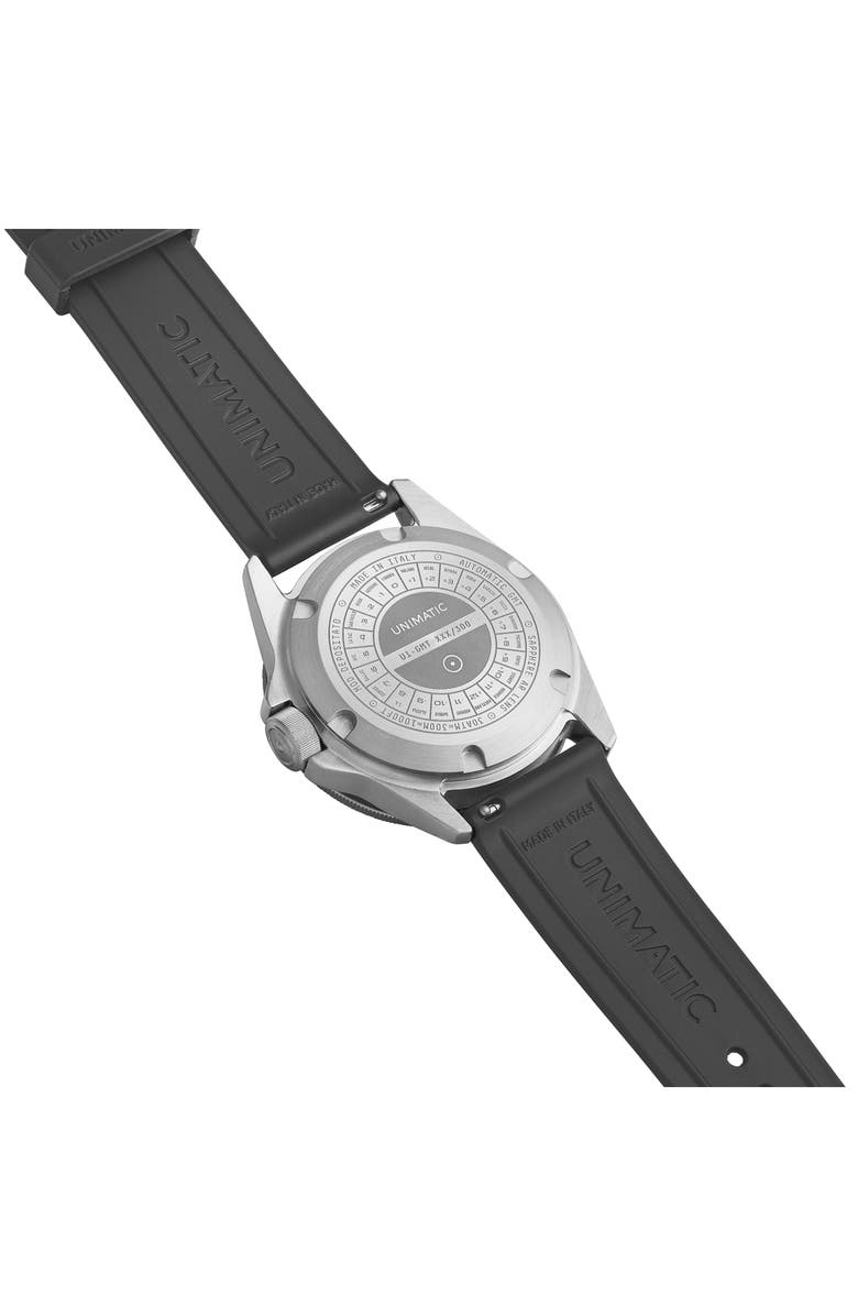 UNIMATIC Modello Uno Automatic GMT Rubber Strap Diver's Watch, 40mm, Alternate, color, 